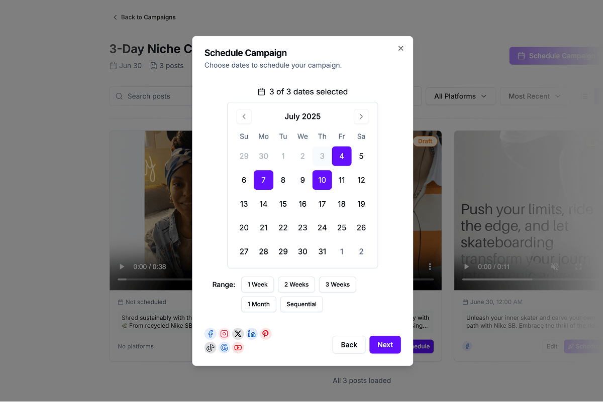 Content scheduling interface